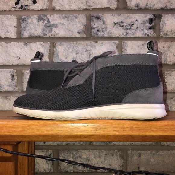 UGG 11 Energ Treadlite Gray Knit Suede Light Lace Up Boots White Sole - Picture 2 of 13